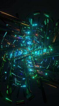 Vertical video of fluid abstract VJ loop with glowing geometric transitions