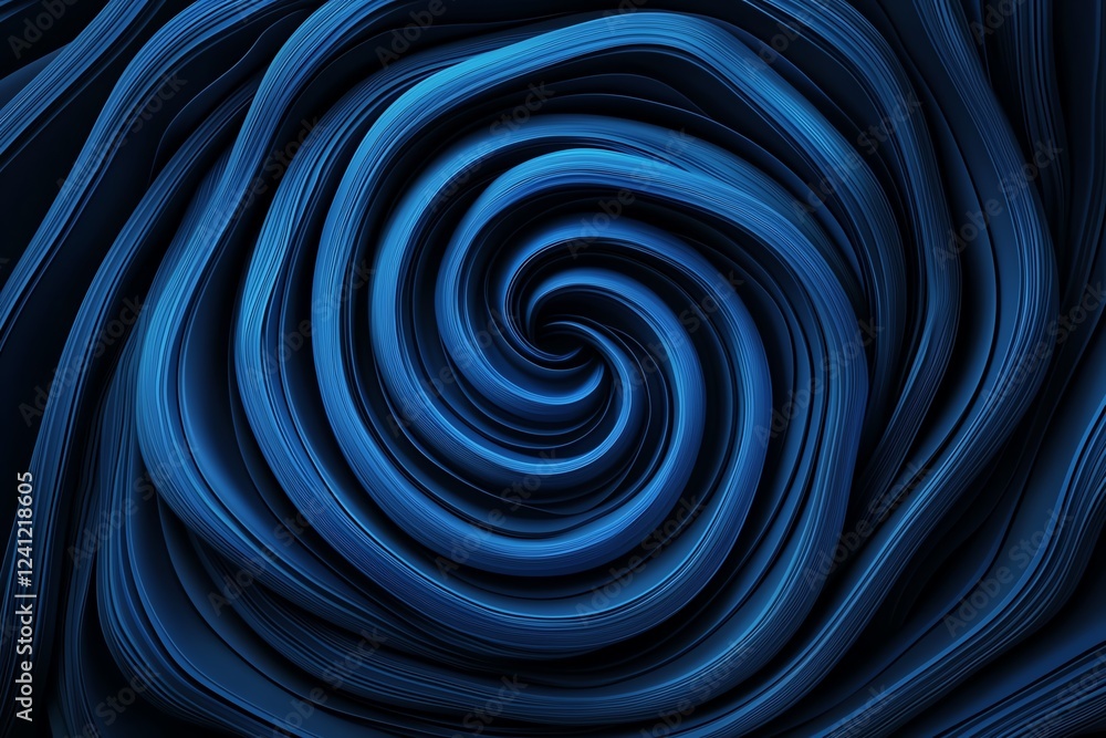 Poster abstract blue spiral pattern in smooth texture.