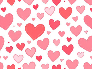 Hearts red and white pattern. Cute vector seamless background. heart shapes symbol of love and Valentines Day February 14 celebration. Romantic pattern design