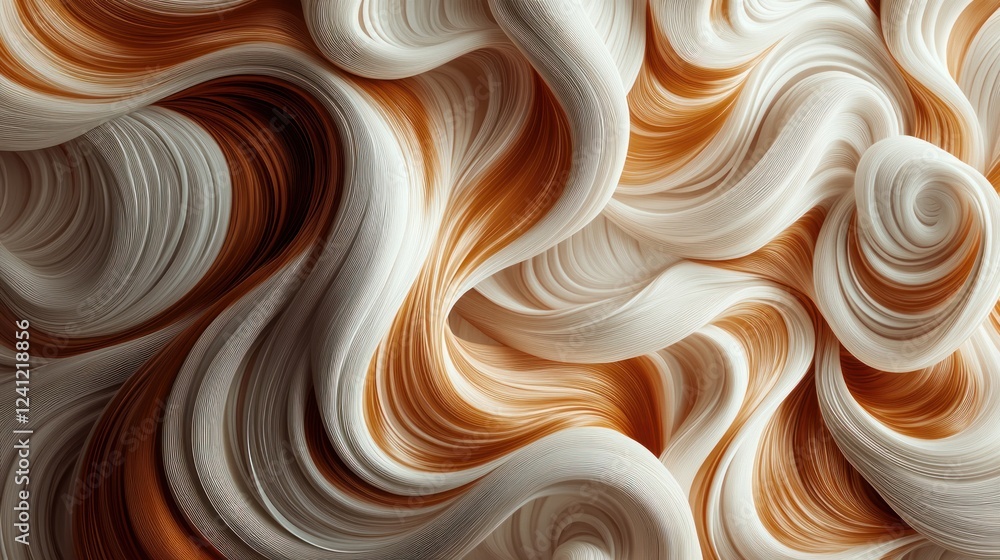 Poster swirling patterns of cream and caramel colors create an abstract texture in flowing design. generati