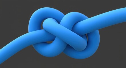 Abstract Blue Knot 3D Render on Gray Background
