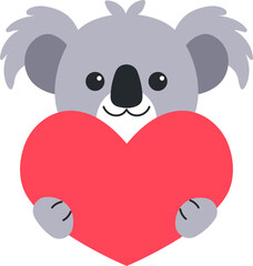 happy cute koala holding red heart for valentine illustration © AnotaiSi