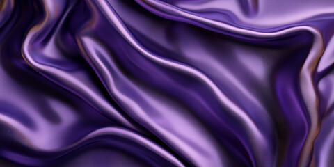 Royal purple satin with delicate golden accents, softly draped fabric, elegant and exclusive luxury atmosphere