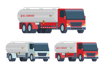 Oil Tanker Truck Vector Illustration with Neutral and Colored Variation. Fully Editable and Scalable Design