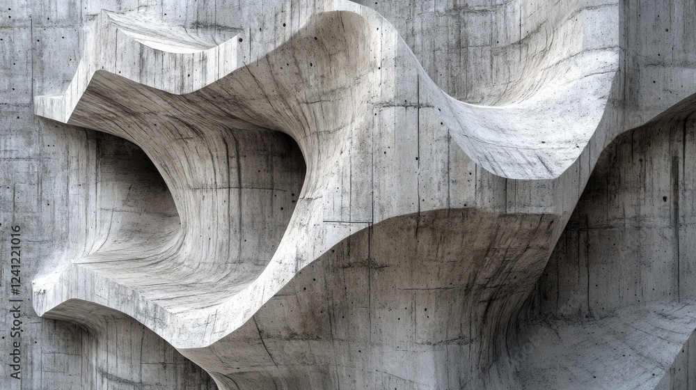 Poster abstract concrete structure showcases innovative architectural design in urban environment. generati