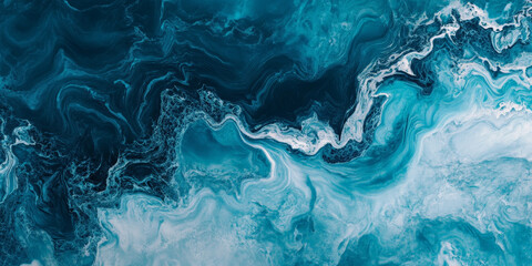Naklejka premium Ocean-inspired marble background with deep turquoise and blue veins, reflecting sea waves.