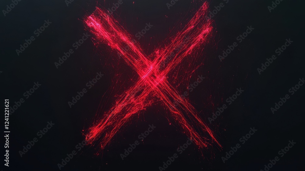 Poster abstract black and red glowing lines forming an x shape.