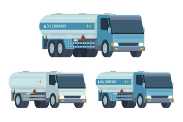Oil Tanker Truck Vector Illustration with Neutral and Colored Variation. Fully Editable and Scalable Design