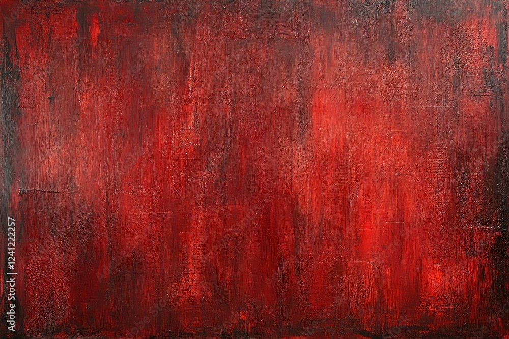 Poster abstract red background with textured brush strokes and depth