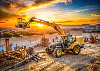 Telehandler in Action, Paterna, Valencia, Spain - February 23, 2021