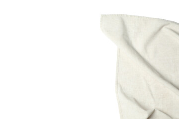 Beige tablecloth isolated on white, top view