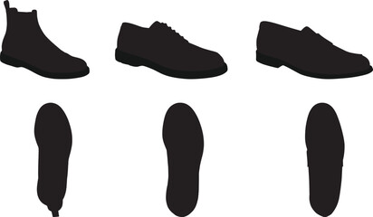 set of shoes silhouette in vector