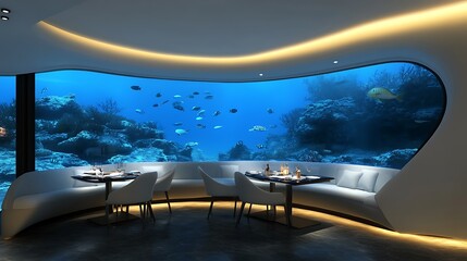 Fototapeta premium Underwater Restaurant Dining