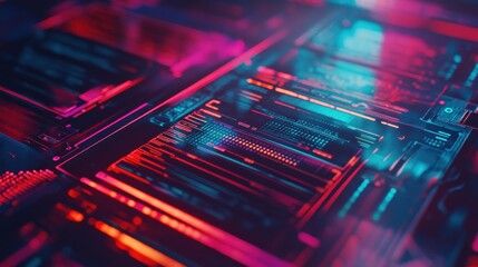 Fototapeta premium Abstract Digital Background with Neon Effects and Vibrant Colors