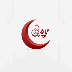 Ramadan Kareem poster with red crescent moon design