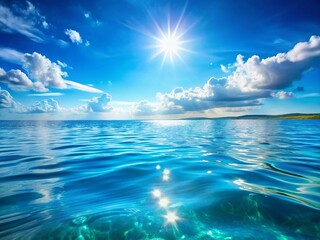 Obraz premium Sparkling Blue Lake Water Waves Background: Sunlit River Surface Texture