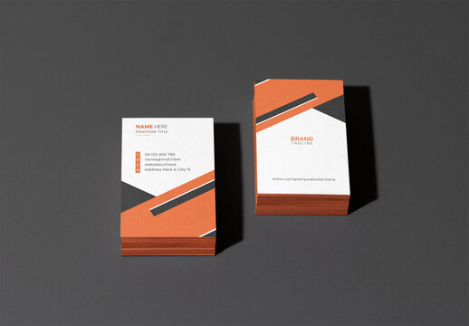 Business Card Design Mockup Showing Front and Back Templates. Two stacks of business cards arranged in a flat layout for potential design ideas and customization.