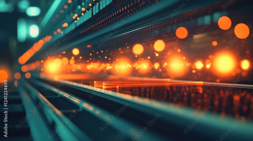 Poster abstract light trails with glowing bokeh effect in background