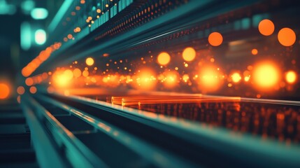 Fototapeta premium Abstract Light Trails with Glowing Bokeh Effect in Background