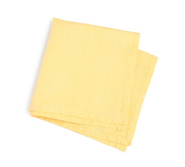 One light yellow napkin isolated on white, top view
