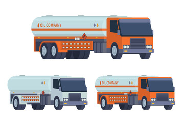 Oil Tanker Truck Vector Illustration with Neutral and Colored Variation. Fully Editable and Scalable Design