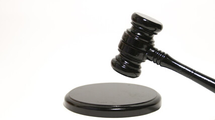 Wooden gavel isolated on white. Small mallet. Gavel and legal wooden hammer the symbol of law and lawyer isolate background.