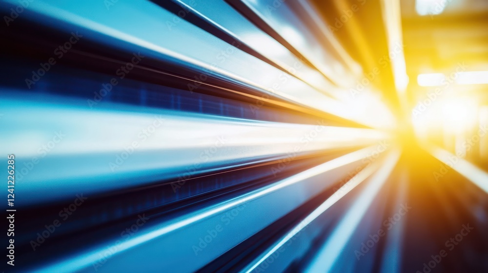 Poster abstract motion blur of light rays in urban setting at dusk