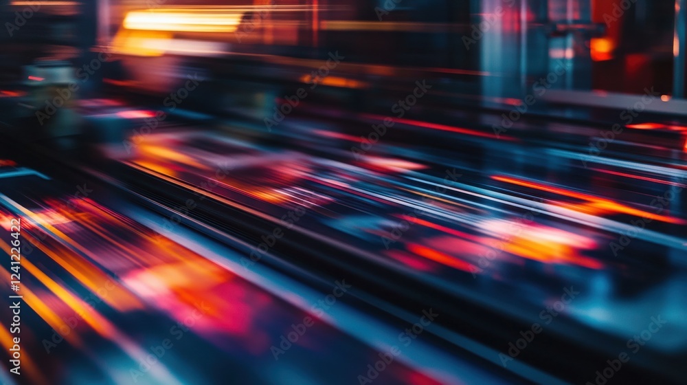 Wall mural abstract motion blur with vibrant colors and dynamic light trails