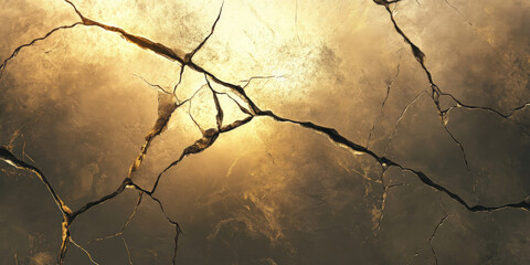 High-detail cracked golden rock background with natural mineral veins, earthy and metallic.