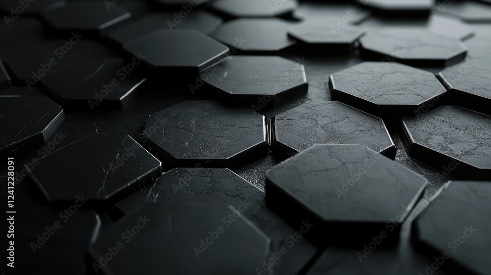 Poster hexagonally shaped tech background rendering network connection dark design
