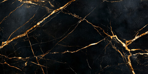 Luxurious black marble with gold veins, realistic texture, polished surface, rich and sophisticated ambiance, perfect for premium branding and backgrounds