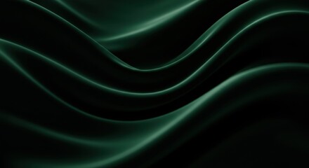 Dark Green Abstract Silk Fabric Wave Background for Design and Decoration