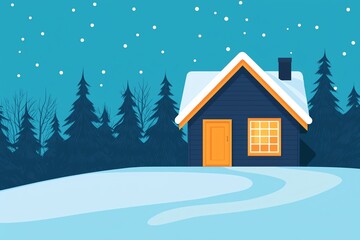 Cozy snow-covered house in a winter landscape.