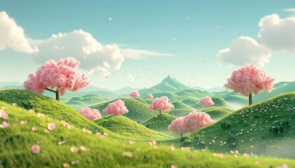 spring landscape with flowers