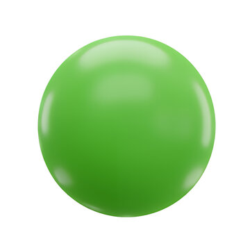 Glossy, round, light green sphere, 3D object, isolated.
