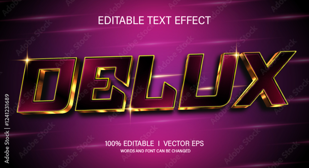 Poster delux 3d vector text effect with modern style design