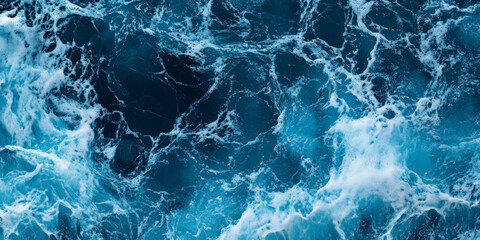 Obraz premium Oceanic blue marble background with white foam-like veins, resembling sea waves.