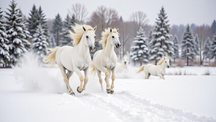 Galloping White Horses Through a Winter Wonderland