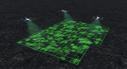 Obraz premium Drones Surveying Burned Land for Regrowth