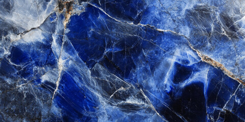 Sapphire gemstone marble background with translucent blue and silver veins, precious stone aesthetic.