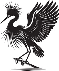 Flying Heron bird Silhouette vector illustration isolated on white background