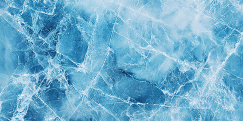 Fototapeta premium Cool ice-blue marble background with white crystalline veins, frozen smooth texture.
