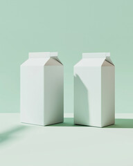 Two Minimalist White Carton Boxes on Light Green Background - AI Generated