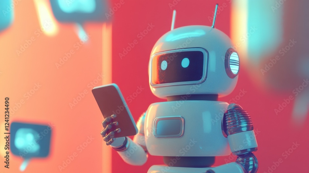 Poster customers chat with chatbot on smartphone screen with speech bubbles. customer service chatbot, e-co