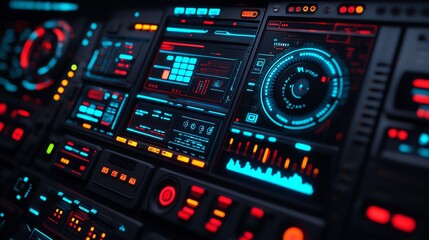 Naklejka premium Futuristic digital control panel display.