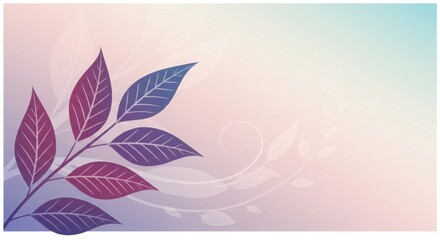 Elegant Floral Vector Background with Pastel Gradient and Leaves