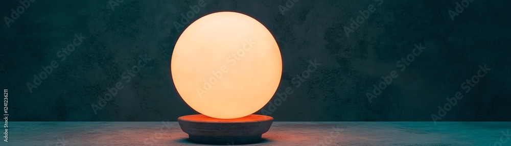 Poster glowing lamp on a modern table setting.