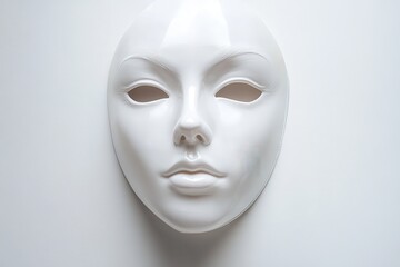 White porcelain mask on a clean minimalist background