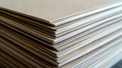 Close-Up of Stacked Textured Paper Sheets in Neutral Tones