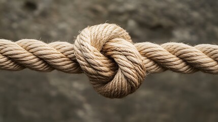 Close-up of a rope with an intricate knot, symbolizing strength and defined laws 
